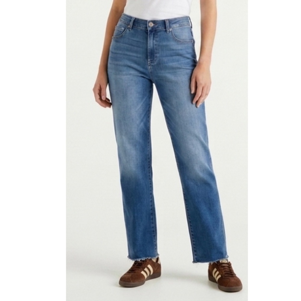 Liverpool Los Angeles Eco Logical The Girlfriend Jeans Raw Hem Medium Wash 14/32